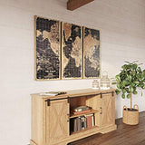 Aspire Stanford World Map Wall Decor (Set of 3), Black/Brown (1434)