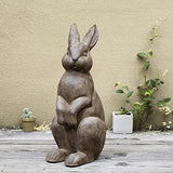 Glitzhome JK85246 Standing Rabbit Outdoor Statue, 22.75 Inch, Distressed Brown