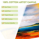 CONDA Blank Canvas Panels Multi-Pack 32, 8of Each Assorted Sizes 5 x 7, 8 x 10, 9 x 12, 11 x 14 inch Professional Quality Square Artist Cotton Canvas Panel Board Assortment Pack