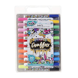 TULIP Graffiti Fabric Markers, 30 Pack, Rainbow Bullet, 30 Count