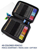 ColorIt Premium Colored Pencils For Adults Set of 48 - Includes Colored Pencils, Travel Case,