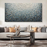 Yotree Paintings, 24x48 Inch Paintings Oil Hand Painting 3D Hand-Painted On Canvas Abstract Artwork Art Wood Inside Framed Hanging Wall Decoration Blue Teal Abstract Painting