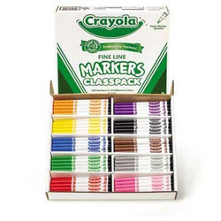 Crayola Non-Washable Classpack Markers, Fine Point, Ten Assorted Colors, 200/Box