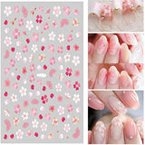 Cherry Blossoms Nail Stickers,Pink Nail Stickers Decals 10pcs,HOINCO Flowers Nail Art Stickers Decals 3D Acrylic for Manicure Tips DIY Summer Decoration