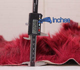 Faux Fur Long Pile Bonded Shagg Suede Backing Fabric 60" Wide Sold by the yard (BURGUNDY)