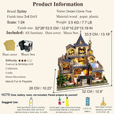 Spilay Dollhouse DIY Miniature Wooden Furniture Kit,Mini Handmade Big Castle Model with Dust Cover & Music Box & LED,1:24 Scale Creative Doll House Toys for Adult Gift (Dream Come True Castle )