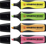 STABILO Boss Executive Highlighter Pens Anti-smudge with Soft Grip - Assorted Ref 73/4 (Wallet of