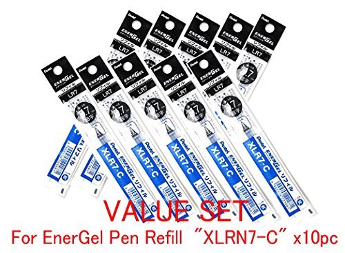 Pentel Refill Ink for EnerGel Liquid Gel Pen / 0.7mm Blue Ink / Value Set of 10 Refills (With Our