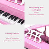 Goplus Classical Kids Piano, 30 Keys Wood Toy Grand Piano w/ Bench, Mini Musical Toy for Child (Pink)