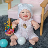 Anano Smiling Reborn Doll 19 Inch Sweet Girl Newborn Reborn Baby Dolls Silicone Full Body Washable Realistic Baby Toy Open Mouth Birthday for Kids