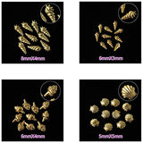 12Styles Nail Art Metal Studs Stickers Gold Metallic Rivet Palm Tree Turtles Marine Life Charms for Summer Beach Ocean Manicure DIY Acrylic Nails Design Supply (Gold Ocean Studs)