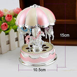 cyclamen9 Carousel Music Box Merry-Go-Round Box with Flash Light for Birthday (Purple)