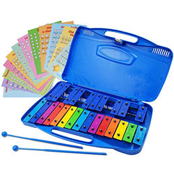 Xylophone 25 Note Chromatic Glockenspiel in Case - Card Set with 23 Songs