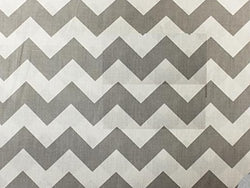 Polycotton Fabric Printed Large Chevron GRAY SILVER / 60" Wide / Sold by the Yard