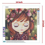 JOYUP 5D Diamond Painting Knit, DIY Full Drill Diamond Art, Rhinestone Diamond Canvas Knit, Paint by Numbers, Gem Painting Picture Art for Home Wall Decor (Girl with Butterflies)