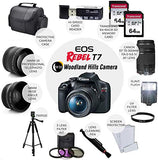 Canon EOS Rebel T7 DSLR Camera + EF-S 18-55mm f/3.5-5.6 is II + EF 75-300mm f/4-5.6 III Lens + Case + 2X 64GB Memory Card + 58mm Wide Angle & Telephoto Lens + Flash + Tripod + 3 Piece Filter Kit