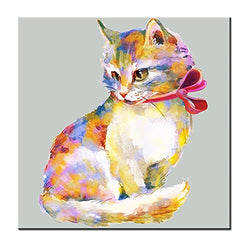 VIIVEI Abstract Cat Print Canvas Wall Art for Bedroom Living Room Bathroom Home Decor Decal Painting Artwork Poster Decoration Framed Ready to Hang (28''x28'', 5artwork-3)