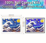 Diamondouble Diamond Painting Kits for Adults, DIY Full Round Drill with AB Drills Diamond Art Sky Waves Diamond Painting Tokyo Wave Crafts for Family Relaxation & Wall Decor