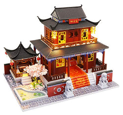 Flever Wooden DIY Dollhouse Kit, 1:24 Scale Miniature with Furniture, Dust Proof Cover and Music Movement, Creative Craft Gift with Chinese Style for Lovers and Friends (Eternal Love)