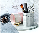 WAVEYU Pen Holder, Pencil Holder for Desk, Marble Desk Organizer Cute, Durable Ceramic Pencil Cup, Decorative Makeup Brush Holder Cup, Stationery Holder for Office, School, Home, Gray Marble