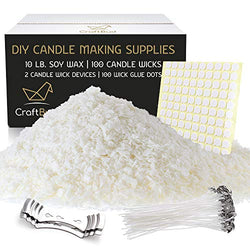 CraftBud DIY Candle Making Supplies – 10 lb. Soy Candle Wax Flakes, 100 Candle Wicks, 2 Candle Wick Centering Device – DIY Candle Making Kit for Adults and Beginners…