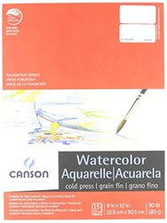 Canson Cold Press Watercolor Pad, 90 lb, 9 x 12 Inch, 15 Sheets, Natural White