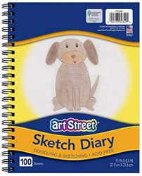 Art Street Sketch Book, Lightweight, 11" x 8-1/2", 100 Sheets