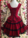 Smiling Angel Girls Lolita Gothic Dress Princess Layers Evening Party Red Dress