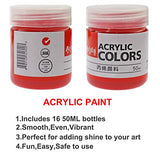 Artist Quality Acrylic Paint Set For Kids Adults Beginners Set Of 16 Colors Non-Toxic Acrylic Paint For Painting Canvas Wood Fabric Ceramic Crafts (50 Milliliter, 1.69 Ounce.)