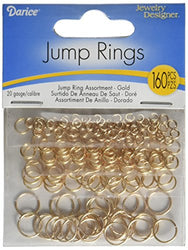 Darice BF1049 Jump Rings - 160 Piece Package - Assorted Sizes - 20 Gauge - Gold