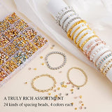 2520 PCS Gold Spacer Beads for Jewelry Making Kit, Spacer Beads for Bracelets Making (Gold, Sliver, Rose Gold, KC Gold)