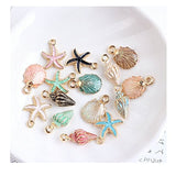 Stock Show 15Pcs/lot Coloful Nautical Ocean Starfish Shell Conch Pendant Alloy Enamel Charm DIY