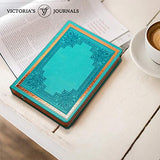 VICTORIA'S JOURNALS Leatherette Vintage Journal Hard Cover Lined Notebook Old Looking Travel Diary, A5 Size 5.7'' x 8.1''