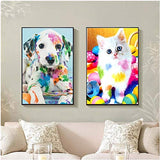 2 Packs of 5D Diamond Painting Kits, DIY Full Diamond Rhinestone Cross Stitch Embroidery, Used for Home Wall Decoration, Spotted Animals