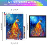 WHATWEARS DIY 5D Diamond Painting Kits for Adults, Dancing Girl Crystal Diamond Art Kits, Full Drill Round Embroidery Cross Stitch Paint by Number Kit On Canvas for Home Wall Decor, 11.8 x 15.7