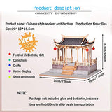 WYD DIY Chinese Style Ancient Building Model Kit Pavilions and Towers 3D Dollhouse Surprise Assembly Puzzle Gift Craft Toys for Children and Adults (A)