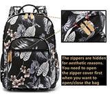 Leaper Water-resistant Floral Laptop Backpack Travel Bag Bookbags Satchel (Leaves-Black)