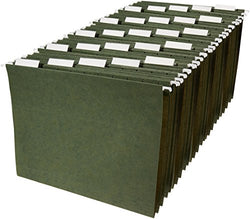 AmazonBasics Hanging File Folders - Letter Size, Green, 25-Pack