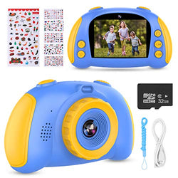 Kids Camera for Boys Girls - Upgrade Kids Selfie Camera, Birthday Gifts for Girls Age 3-9, HD Digital Video Cameras for Toddler, Portable Toy for 3 4 5 6 7 8 Year Old Girl with 32GB SD Card (Blue)