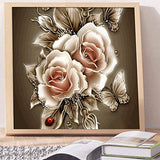 Flower Diamond Painting Kits for Adults, 5d Diamonds Art with Full Tools Accessories, Butterfly Flowers Arts Dotz Craft for Home Décor, Ideal Gift for Family or Self Use