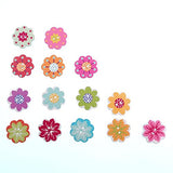 RayLineDo Pack of 100pcs 15MM Buttons Multi Color Sunflower Shaped 2 Holes Wood Buttons Package for