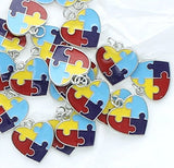 Lot of 36 Autism Awareness Enamel Heart Charm Pendants Jewelry