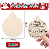 30pcs Round Wooden Christmas Ornaments Unfinished with Hole, 3" DIY Blank Wood Ornaments, Wooden Slices for Crafts Bulk, Christmas Tree Holiday Hanging Decorations