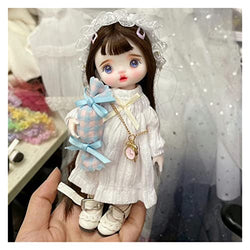 Camplab ·CAMPLAB· Handmade 17cm Mini BJD Cute Dolls Makeup Face Movable Joint Doll Fashion Clothes Accessories 1/8 Doll for Girls Child Toy Gifts Girl Gift Window Decoration Cute Big Eye Doll