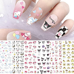 6PCS Mixed Cute Cartoon Nail Stickers for Nail Art, 3D Self-Adhesive Kawaii Nail Charms Anime Nail Decals, Nail Stickers for Women Girls Kids, Nail Gifts