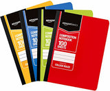 AmazonBasics College Ruled Composition Notebook, 100-Sheet, Assorted Solid Colors, 4-Pack