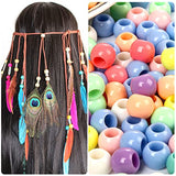 450 Pcs Hair Beads for Girls Braids, Mickey Beads Mouse Head Bead Acrylic Heart Pastel Pony Beads Rainbow Kandi Beads Kits for Jewelry Making Hair Braids DIY Bracelet Necklace Handmade Craft (Mix)