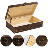 Dedoot Unfinished Wooden Box with Hinged Lid 9.7x5.5x2.7 Inch Rectangle Keepsake Box Clasp Wood Box, Storage Box for DIY Crafts, Home Deocration, Jewelry,Brown