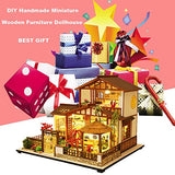 Dollhouse Miniature with Furniture, DIY Wooden Doll House Kit Japanese-Style Plus dust Cover and Music Movement, 1:24 Scale Creative Room Idea Best Gift for Children Friend Lover P007