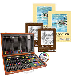 U.S. Art Supply 82 Piece Deluxe Art Creativity Set Bundle with 9" x 12" Premium Extra Heavy Weight Watercolor Painting Paper Pad